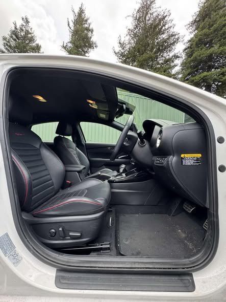 Detailed car interior, front seats and dash