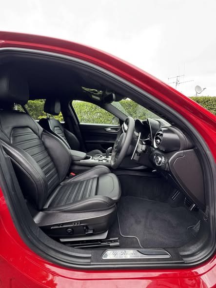Red sports sedan interior detailed